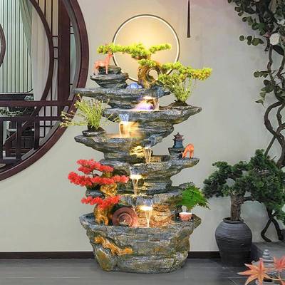 假山流水泉喷循环台鱼池造景OMD庭水院户外阳公司办公室招财水景