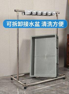 锈钢落地式拖架可移动商工用置物架墩布扫把架清洁把具不收001025