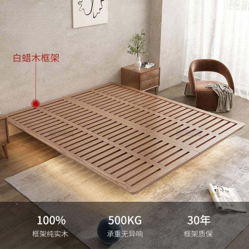 全实木木加厚床齐边白蜡悬浮床感应式灯悬空架现代WGD简约意风格