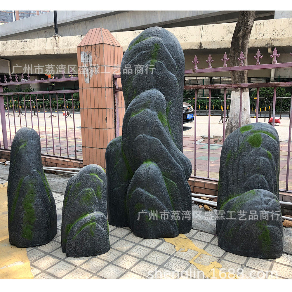 日式仿真假山石仿真石头软装公园酒店假山造景模型植毛泰山石