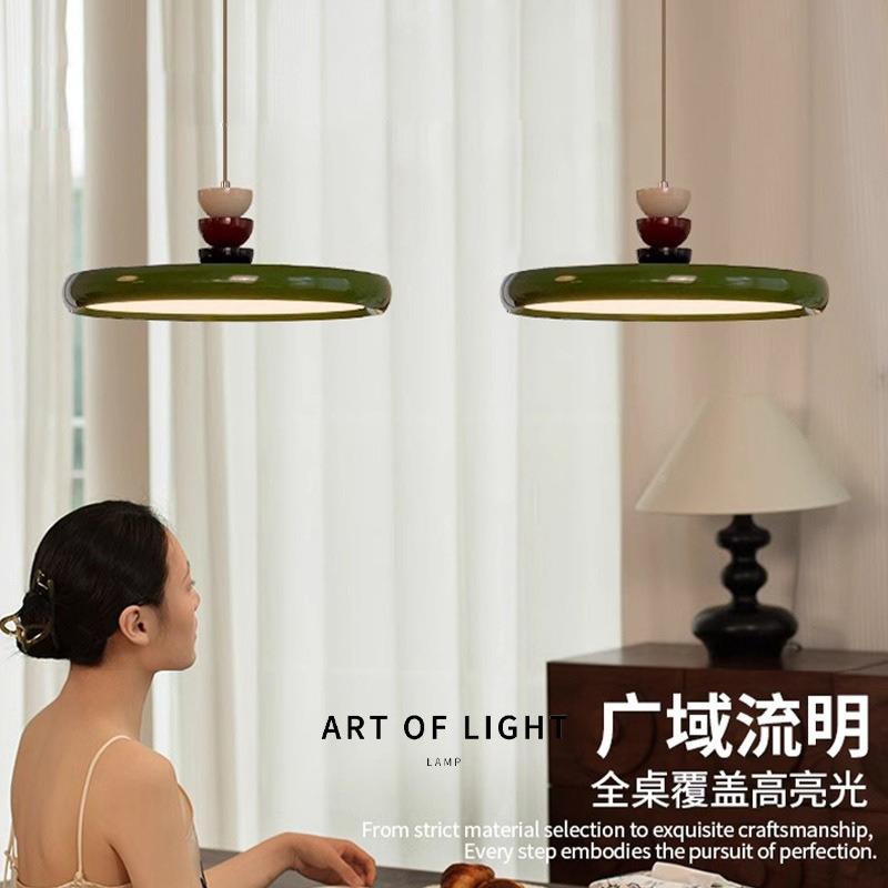 中古风飞碟艺厅吊灯感法式餐复古奶油风吧台灯创意术氛围装764饰