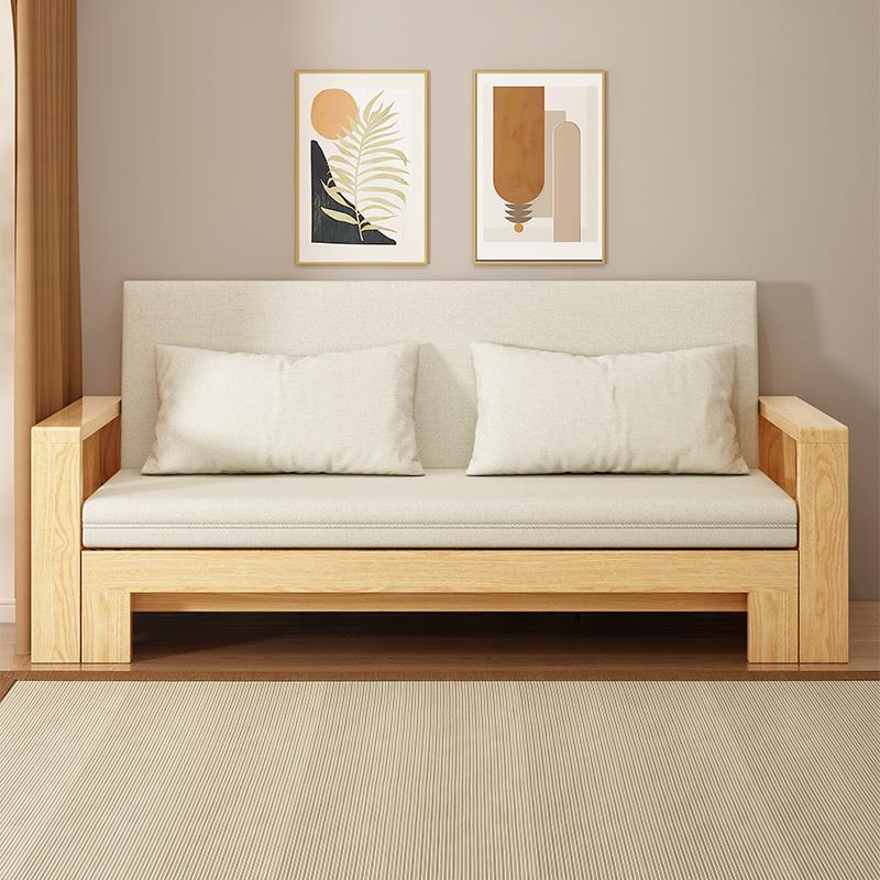 9W实木沙发床简约全现645623代折叠功两用坐卧一体多伸缩床客厅抽