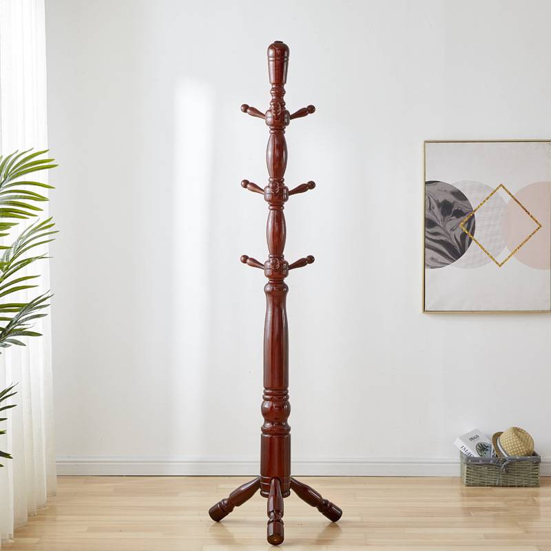 胜添白蜡木落地衣帽架 中大款卧室客厅置物架 衣架落地实木挂衣架