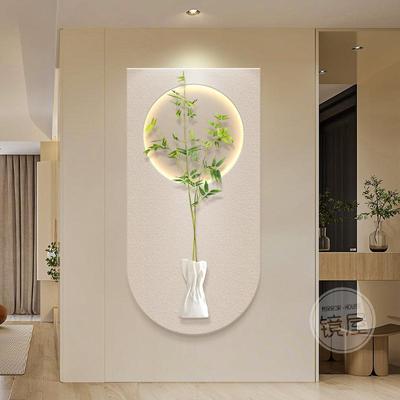 法式奶油风ZKS-9135玄关装饰画现代植简约走过道挂画绿砂岩画意创