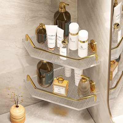 卫生间亚克力浴室三角架置物架免打孔壁挂洗手间淋浴房转角收纳架