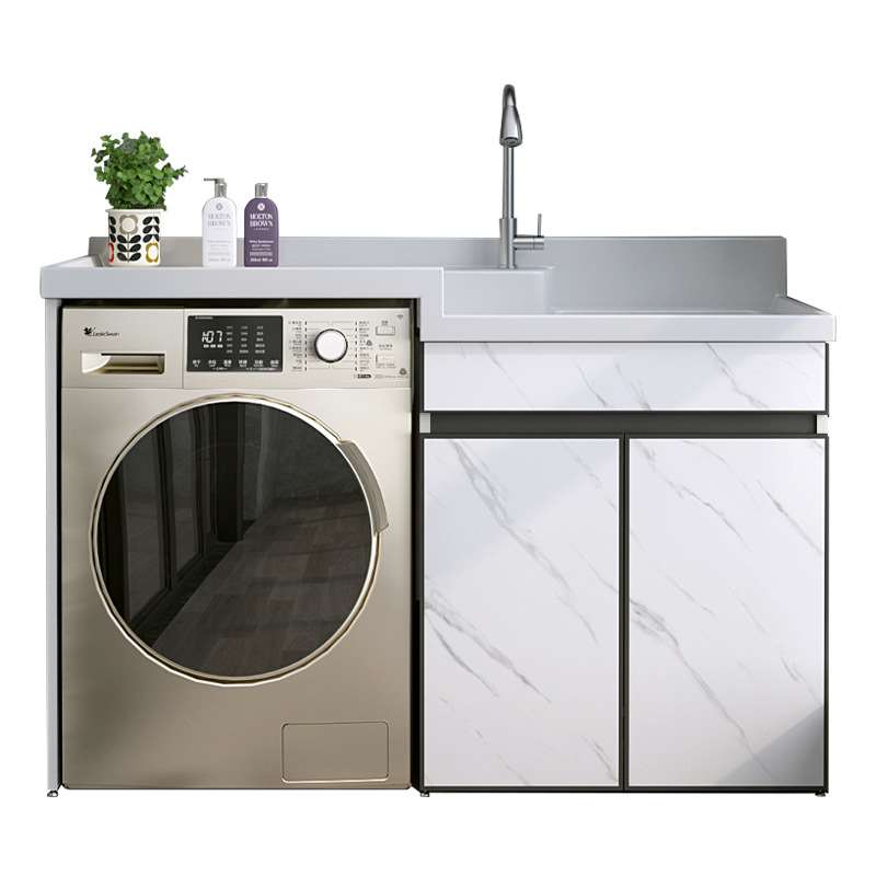 阳台伴侣洗衣机柜组合一体高低洗衣盆带搓衣板侧下水洗手盆洗脸盆