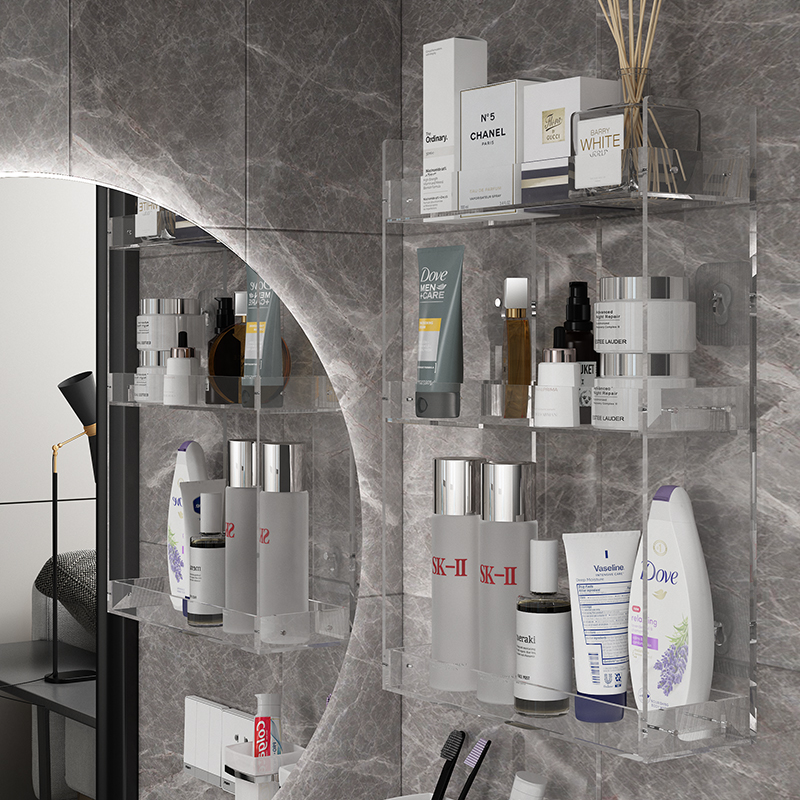 浴室卫生间置物架壁挂式免打孔墙上亚克力洗手洗漱台多层收纳架柜