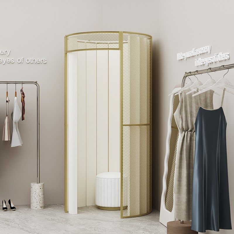 奶油风服装店试衣间商场简易移动网格更衣室服装秀模特临时换衣间
