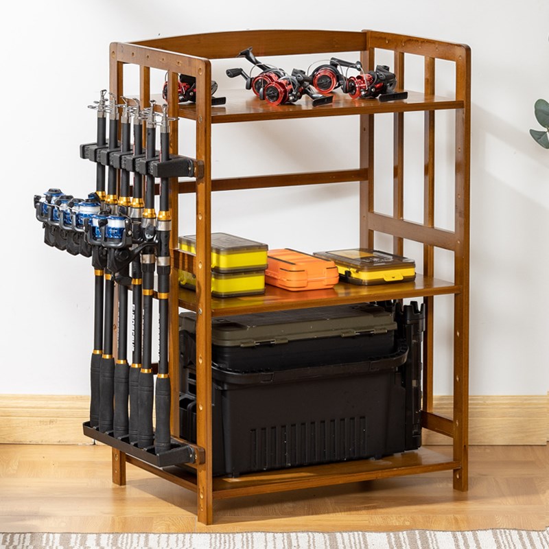 多层鱼竿收纳架鱼竿架展示架手竿海竿支架路亚竿放置架渔具置物架