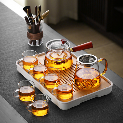 家用茶盘小型办公室整套防烫耐热泡茶壶喝茶功夫茶T杯玻璃茶具套
