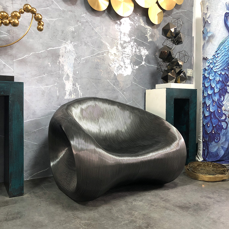 现代极简线凳不锈钢金属摆件装饰家居酒店铺展示厅样板房雕塑定制