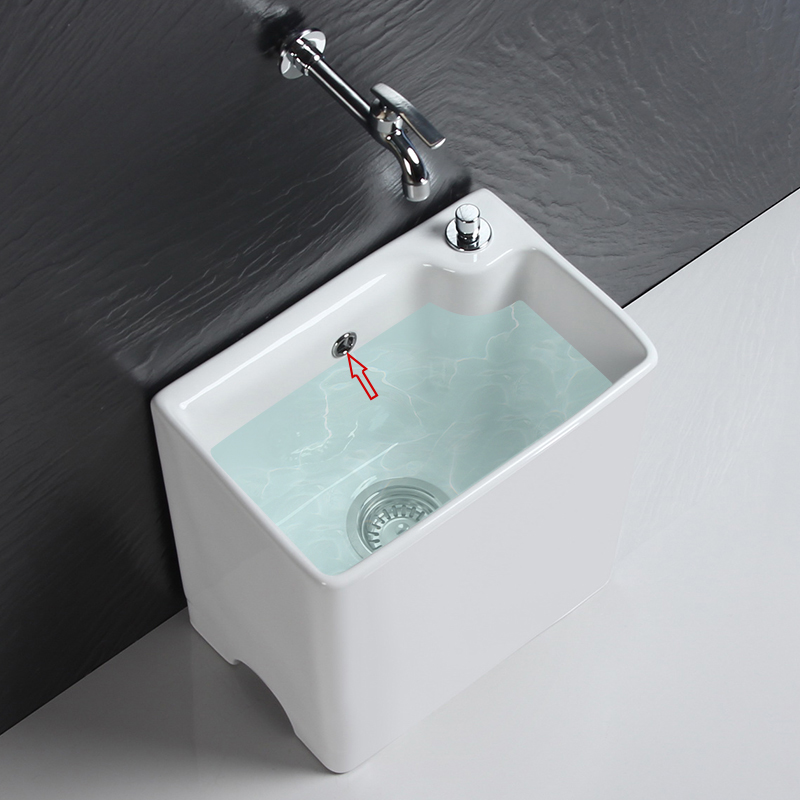 陶瓷窄长方形拖把池小号地拖盆家用脚控拖布池卫生间阳台清洗桶