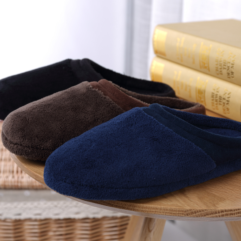 秋冬季棉拖鞋男士室内防滑软底木地板亚麻防滑超软厚底包跟棉拖鞋