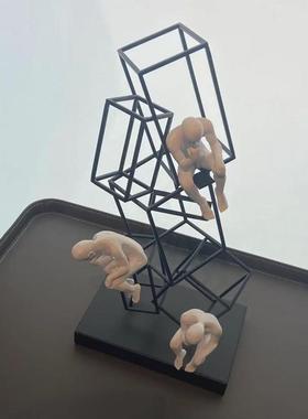 轻奢办饰公室人样板间玄柜物思考者摆件金属创意简约RUU家居关软