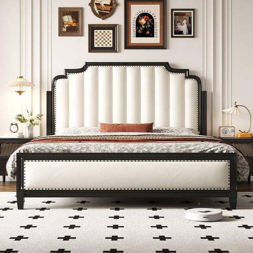 双人高档家FXD用小户包型式欧式婚美床轻奢带软实木床简简欧现代