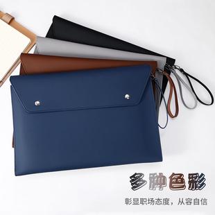 皮质文袋档务男女A4纸文件包加厚大容量手提商929便携按扣案袋件