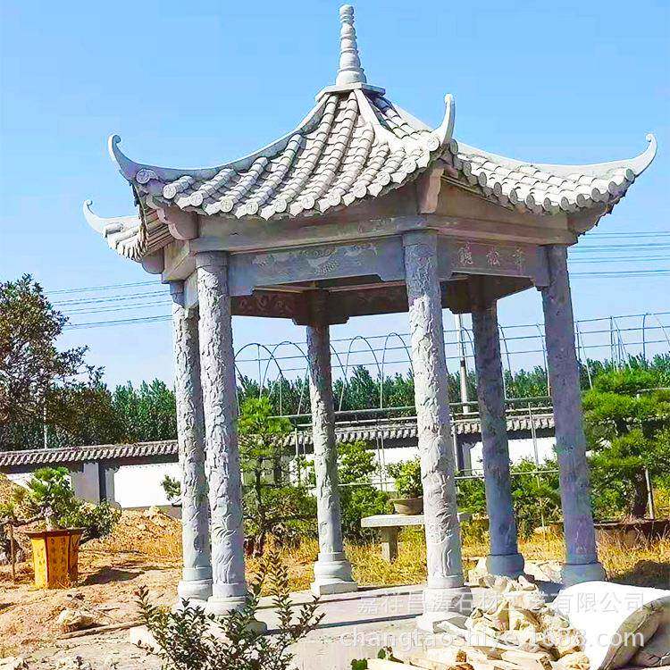 古古建亭子青安石瓦古石凉亭公园景区双层石亭仿TCL子定制装