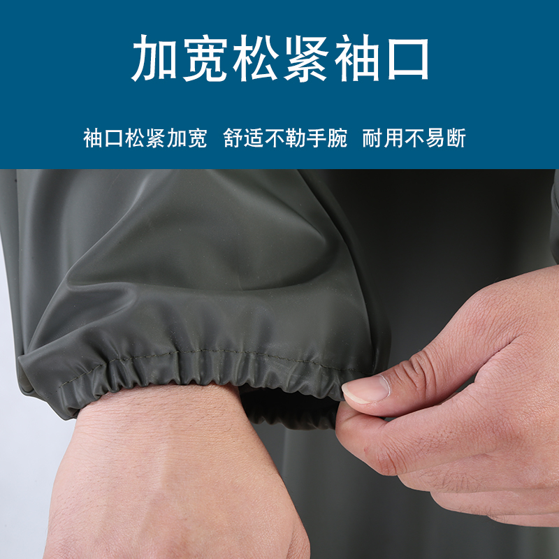 加厚长防水防油罩衣o耐酸碱手套有袖围裙工作服男女反穿衣大褂屠