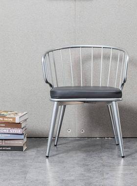 北创铁艺餐椅带靠背家用意扶手椅约咖啡厅奶LUY茶店休闲椅洽欧简