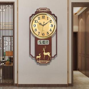 新中式挂钟钟客家用时网红高档旺RRH宅墙上石厅英钟时尚大气钟挂
