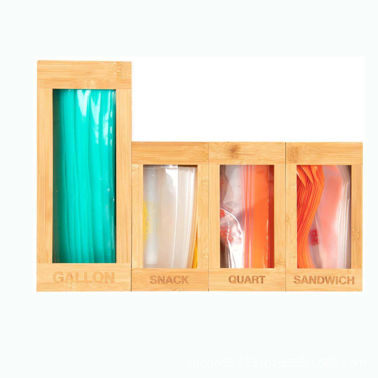 质竹保鲜收体纳盒 木四槽一竹制储存0-4646盒 厨房食物袋收纳整理