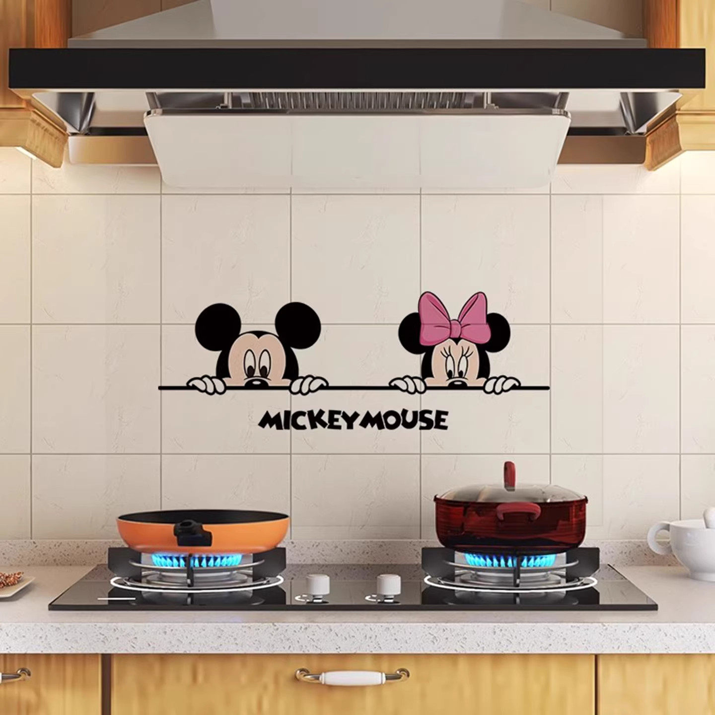 灶台米奇静电厨房防油贴纸阻燃耐高温自粘墙纸油烟机墙面装饰贴膜,家居饰品,软装墙贴,淘宝优惠券,粉丝福利购,淘宝优惠卷