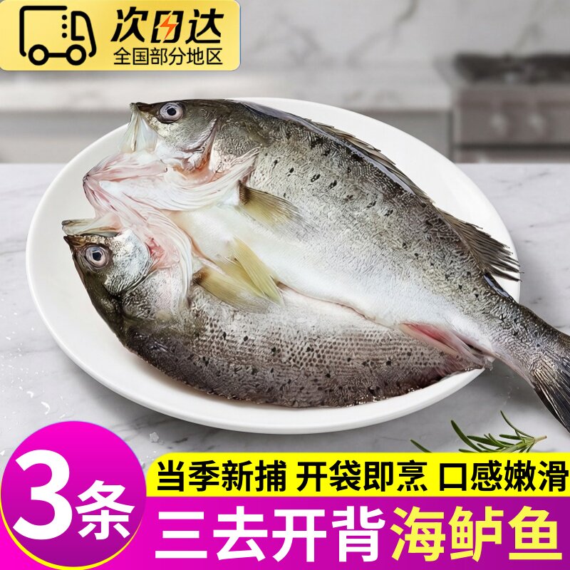 冷冻深海开背鲈鱼三去烤鱼半成品