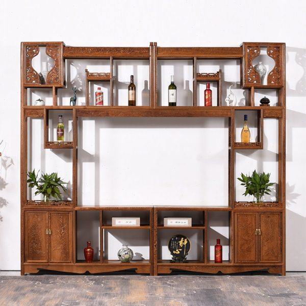 红木家具 鸡翅木电视博古架 原木中式实木多宝阁仿古背景墙置物架,住宅家具,多宝格/博古架,淘宝优惠券,粉丝福利购,淘宝优惠卷