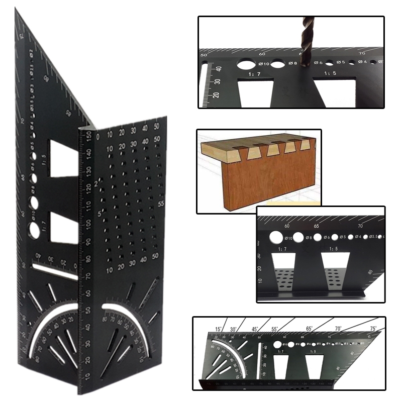 木工角尺T型 角度划线尺铝合金制45度斜角90度Q直角划线器燕尾榫