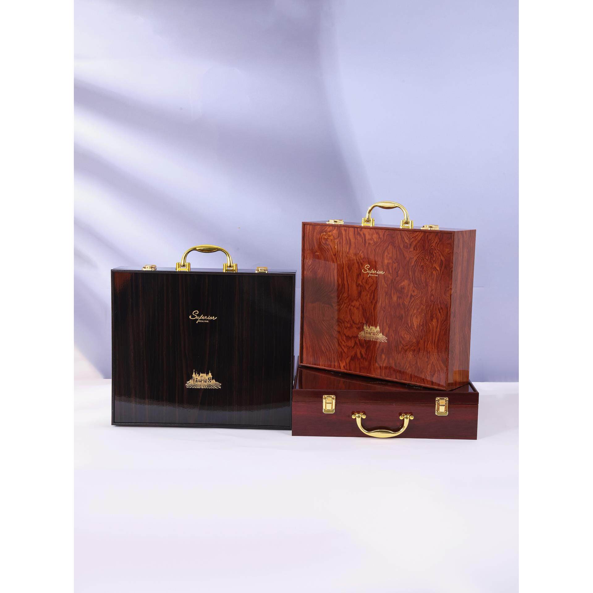 红酒包装礼盒四六支装高档皮盒空盒木盒瓶装红酒箱通用支红酒盒