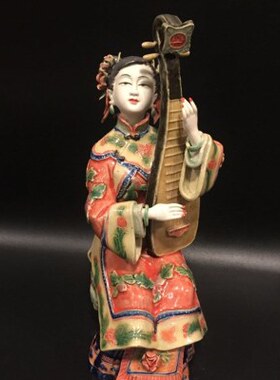 创意家居饰品石湾陶瓷公仔客厅电视柜酒柜摆设古典仕女摆件调音