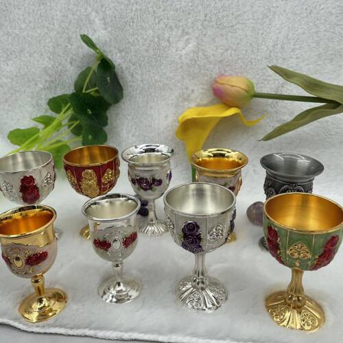 合金小巧精致花纹圣杯 水杯酒杯 居家摆设 花纹 复古