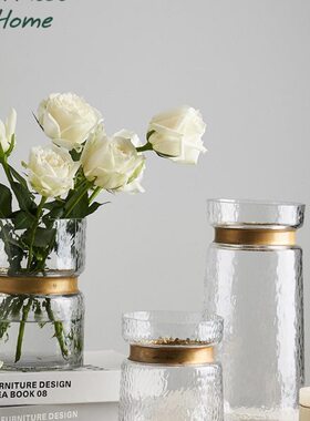 HERMOSO 圣诞玻璃花瓶摆件客厅插花高级感透明餐桌装饰品轻奢高档