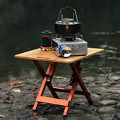 户外菜板桌铝合金折叠桌竹板桌可折叠烧烤桌露营沙滩桌木纹自驾游