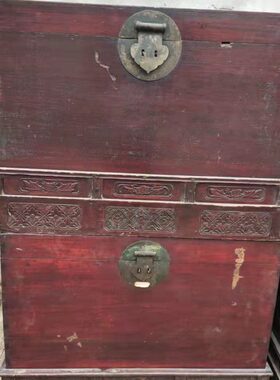 老旧木箱收纳箱婚嫁箱老物件怀旧箱柜旧家具中式复古收藏摆件道具