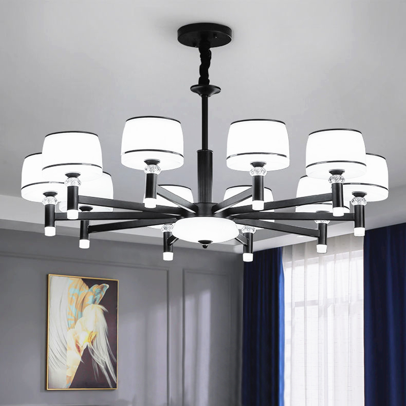 客厅吊灯别墅新款现代简约卧x室铁艺美式轻奢大气灯具组合全屋套