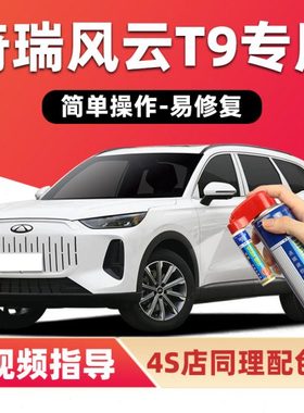 适用奇瑞风云T9补漆笔浮光白色汽车漆划痕修复灰色蓝色黑色自喷漆