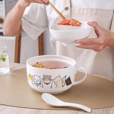 陶瓷饭盒带盖f上班族带饭碗学生宿舍泡面杯可微波炉加热便当碗带