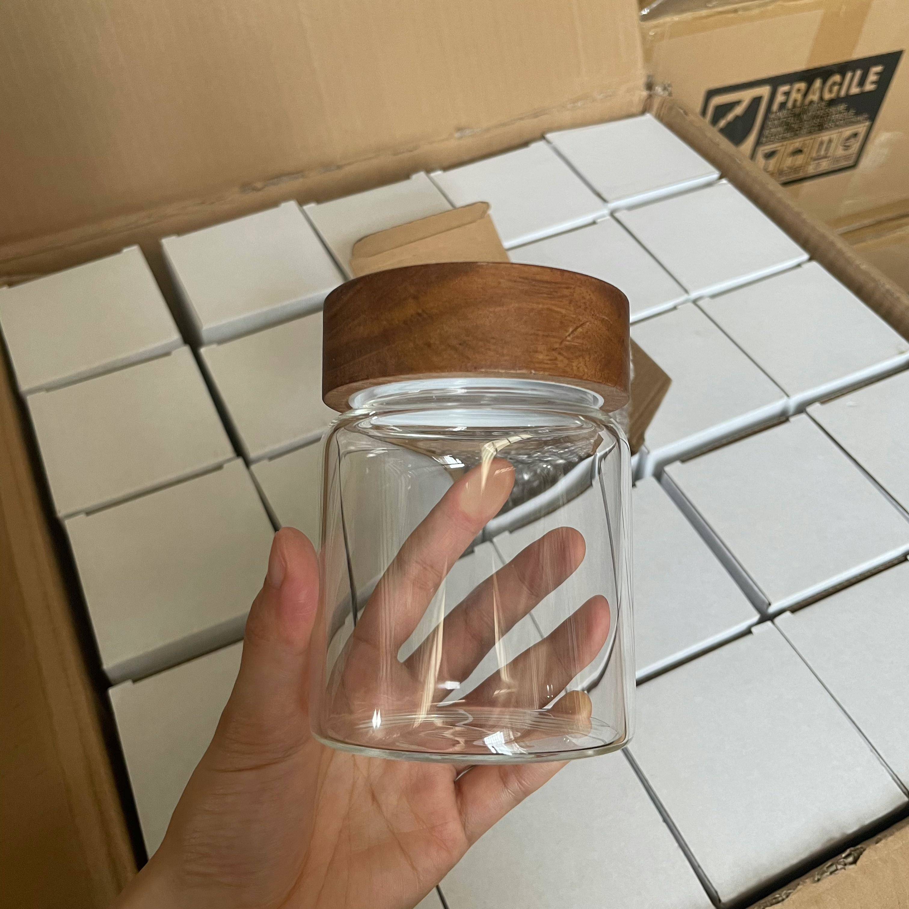 高硼硅玻璃密封罐泡蜜罐高丽参蜜红参蜜木盖蜂蜜罐专用空瓶