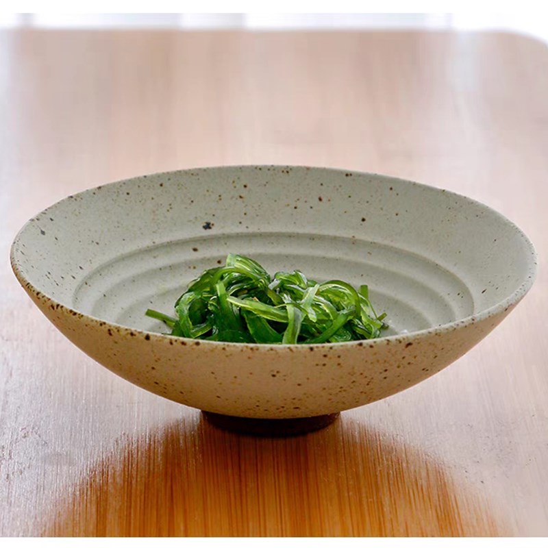 粗陶复古陶瓷斗笠碗简约菜碗x冷菜盘米饭碗汤碗拌面碗日式商用餐