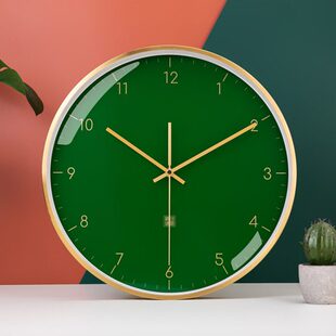轻奢黄铜钟表精工机芯挂钟客厅家用现代风金属圆形大气时尚挂墙钟
