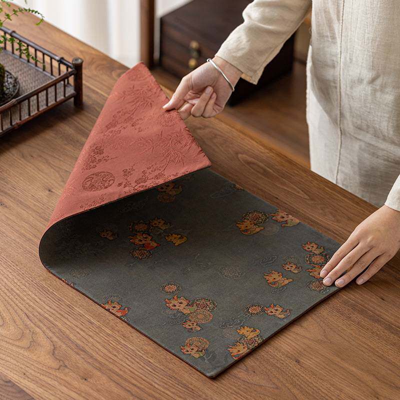 香云纱手工茶席家用双面国风隔热茶桌布新中式禅意干泡盘复古桌旗