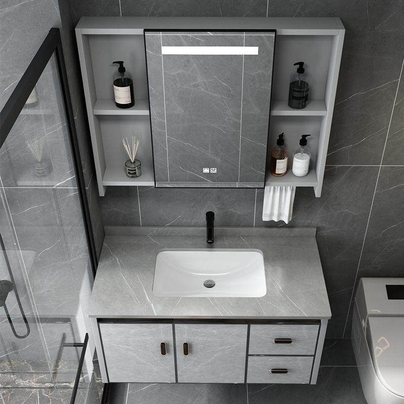 脸池陶瓷盆一体台岩板洗漱加厚铝太空组合小户型浴室柜卫生间简约