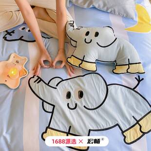 送抱枕卡通风120支长绒棉四件套男女孩儿童纯棉四季款床上用品