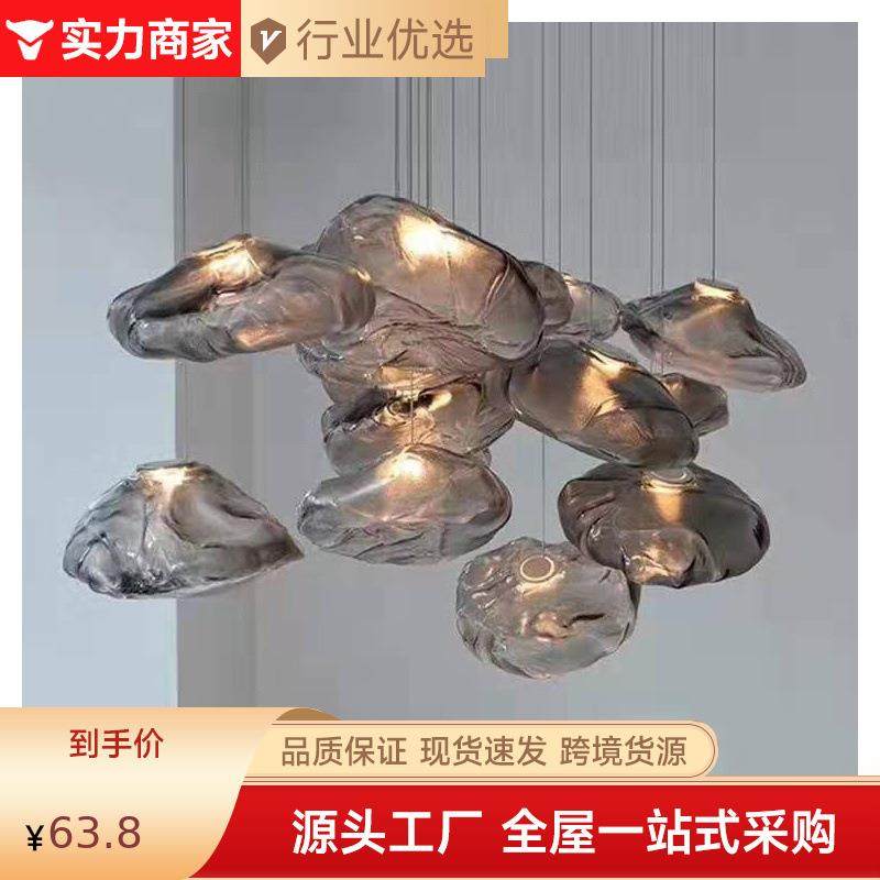 跨境现代简约楼梯玻璃客厅吊灯单头餐厅吊灯吧台店铺中山厂家灯具