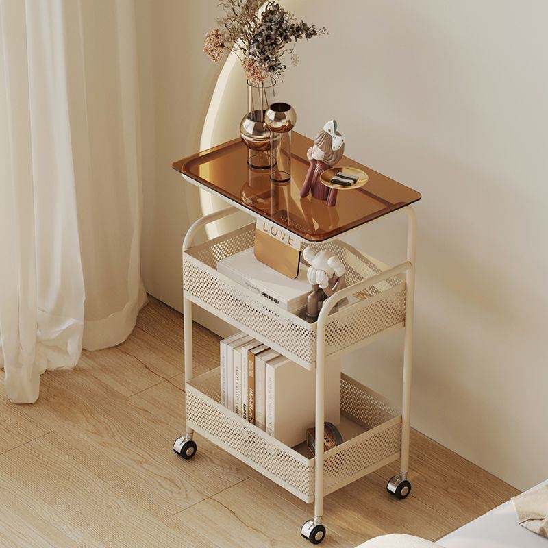 奶油风沙发边几小茶几简约现代创意推车客厅可移动床头柜迷你桌子