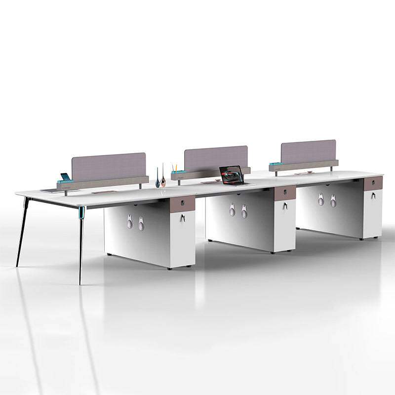 职员办公桌白色烤漆办公桌室电脑桌组合二人六人位屏风办公家具