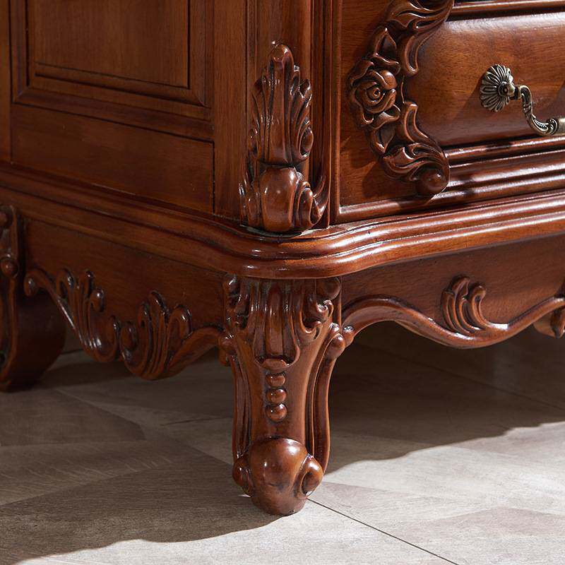 美式全实木双门酒柜家用客厅边柜带玻璃门储物红酒柜展现柜子靠墙