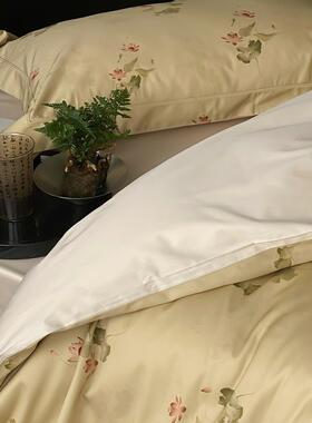 RT.东方美学新中式床上用品100S全棉贡缎床单床笠水墨印花四件套