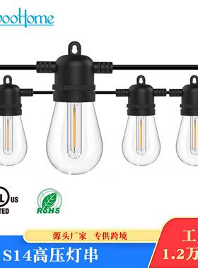 户外S14高压LED灯串花园庭院节日派对装饰防水露营圣诞灯串